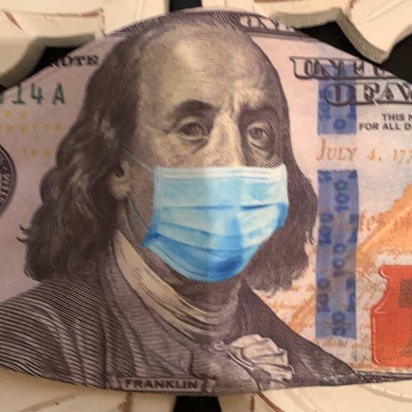 Handmade Dollar Bill Money Note Stretchy Face Mask NWOT - Picture 2 of 4